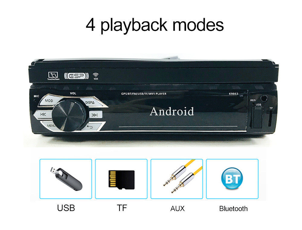 1 din Car Radio Automatic telescopic screen WIFI GPS BT Mirro Link mp5 player