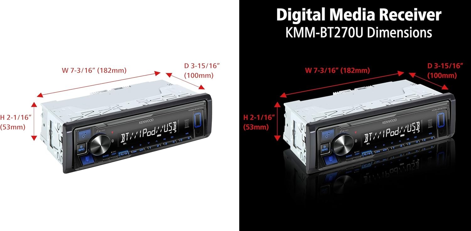 KMM-BT270U Bluetooth Digital Media Car Stereo w/ USB AM/FM MP3 LCD Single DIN EQ