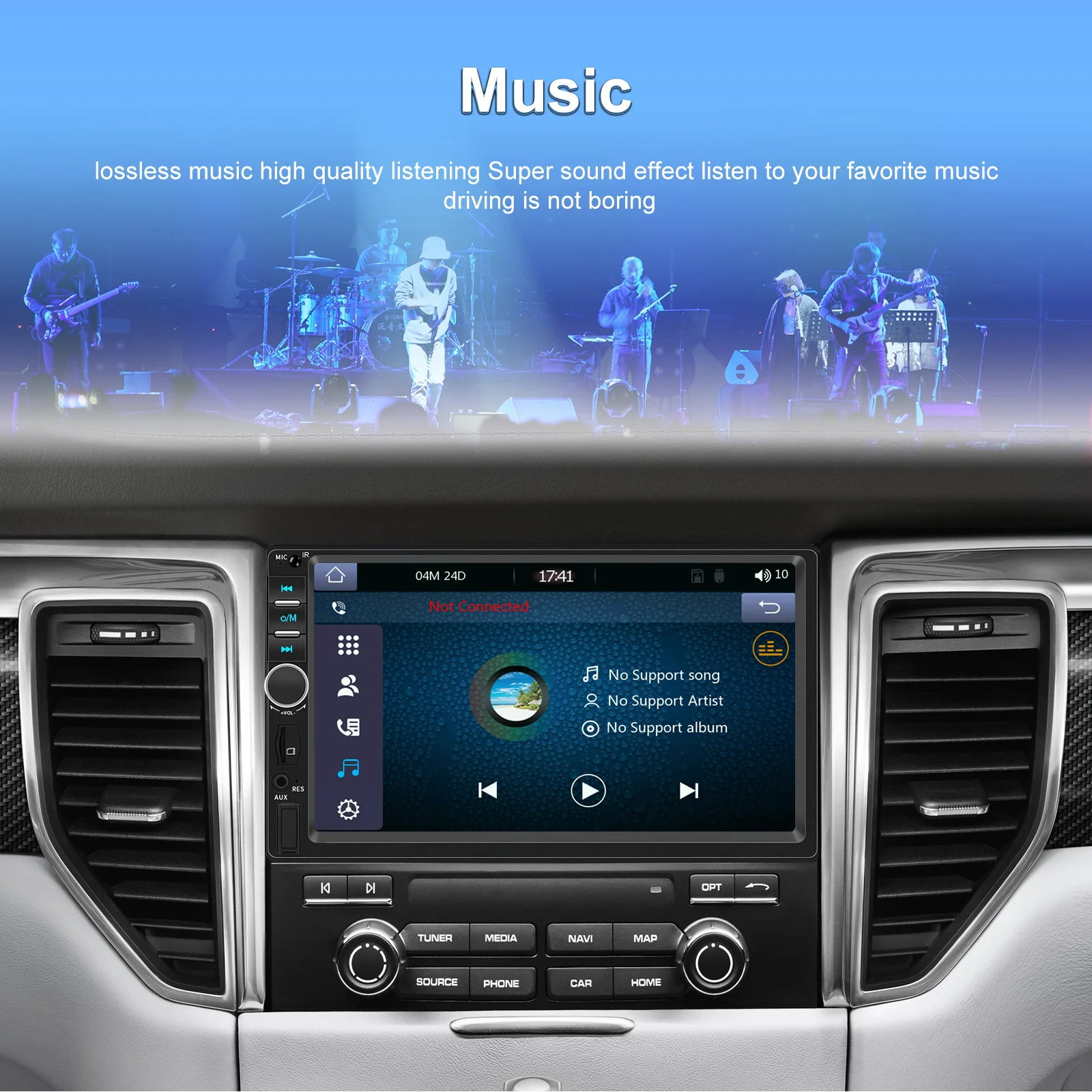 7″ HD Car Stereo,USB,FM Radio,Wireless,Mirror Link, 7-Color Backlight 2Din Audio