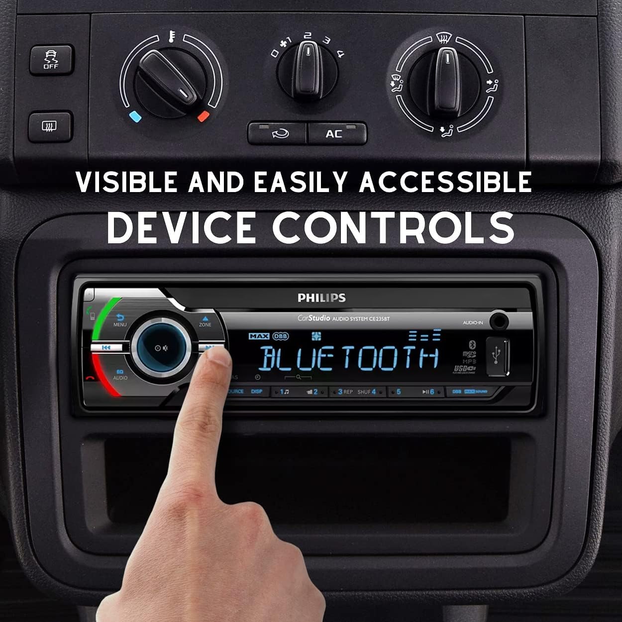 Philips Car Audio Receiver Bluetooth Wireless Music & Hands-Free Calling USB MP3
