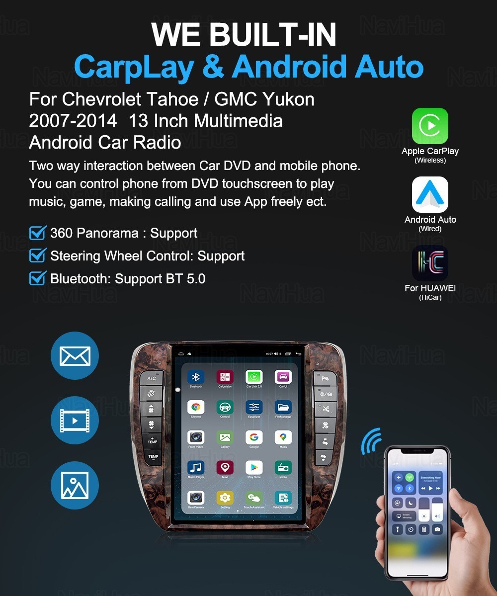 13″ Carplay Stereo Radio For Silverado Tahoe Suburban GMC Yukon GPS Navigation