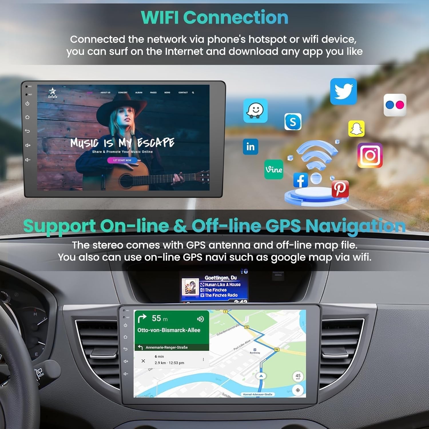 10″ 8Core 4+64G Android Auto Carplay Stereo for Honda CRV 2012-2016