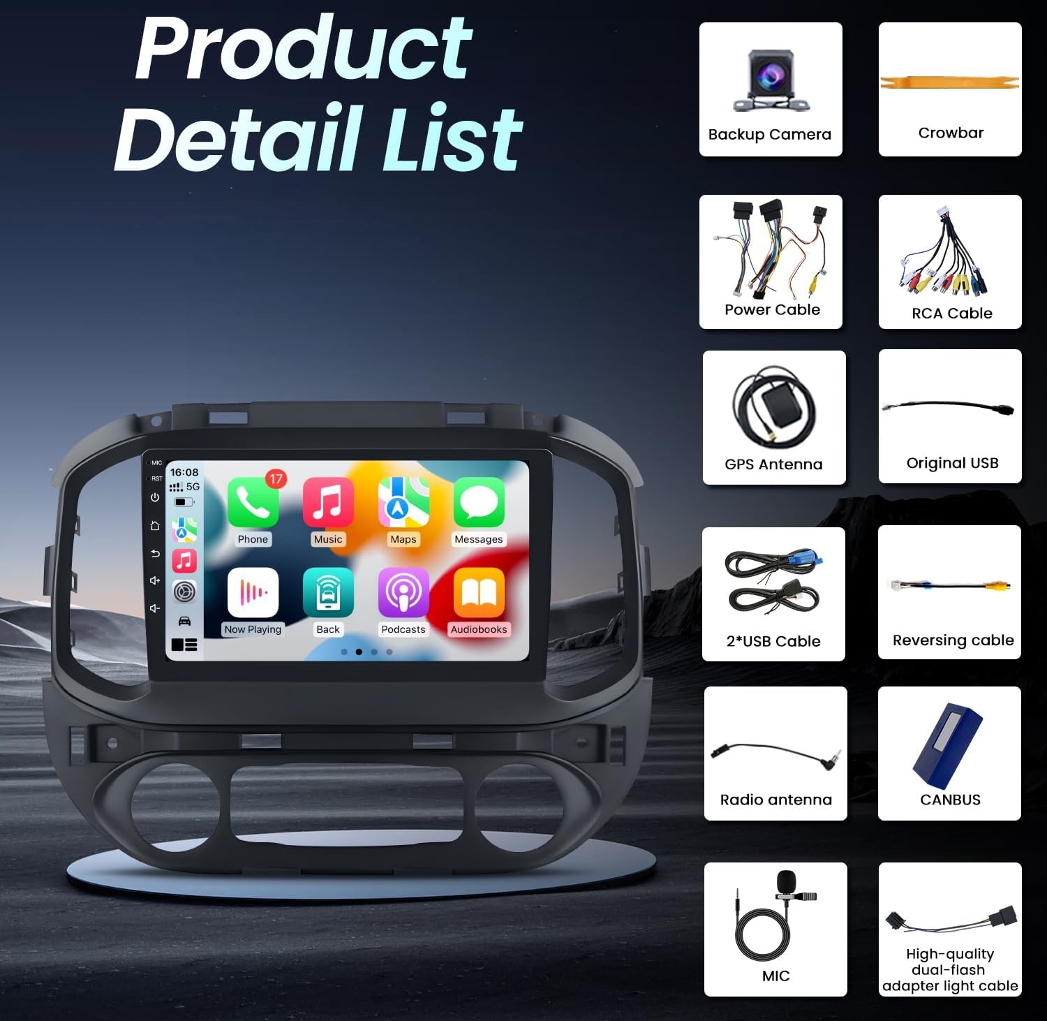 For Chevrolet Colorado 2015-2019 Android 13 Apple CarPlay WiFi Stereo Radio Cam