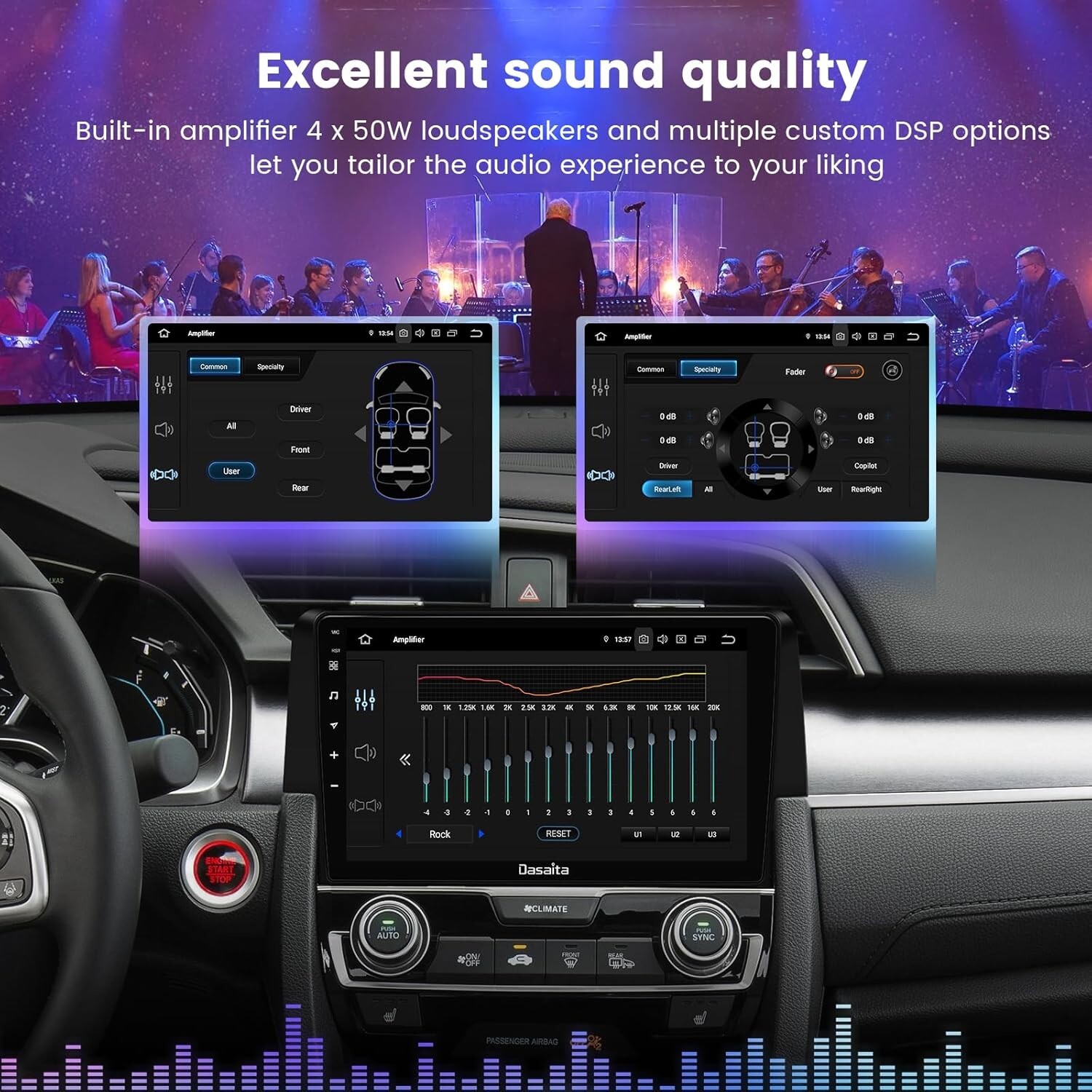 Dasaita 9″ Car Head Unit for Honda Civic 2015-2022 DSP Touch Screen GPS Navi