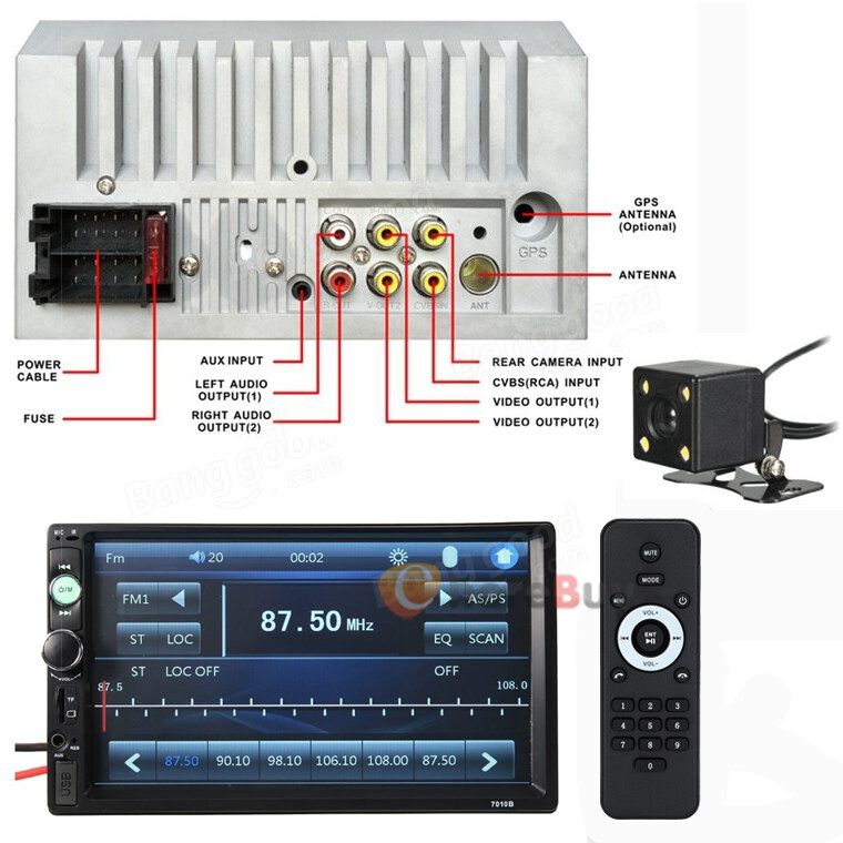 Double 2 Din Car Stereo Radio 7″ Bluetooth USB AUX FM TF Touch Screen MP5 Player