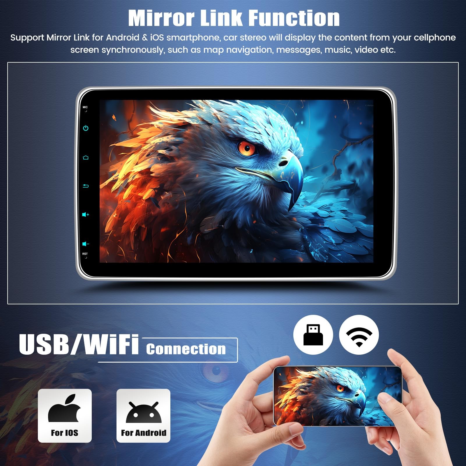 Single Din Car Stereo with Wireless Carplay Android Auto,10.1 Inch Detachable…