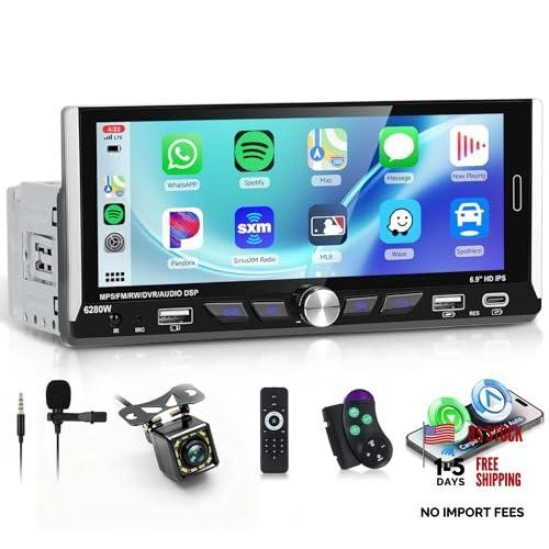 6.9-inch Single Din Car Stereo Wireless Carplay,1280X480P IPS Touch Screen Car
