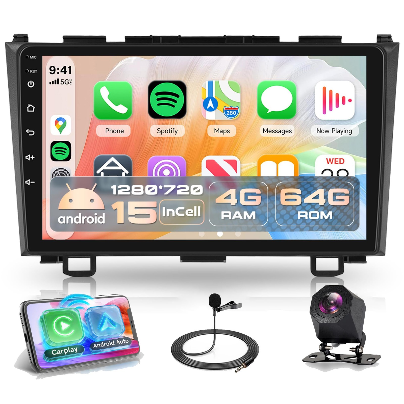 9″ Touchscreen Wireless Carplay & Android Auto Stereo for 2007-2011 Honda CRV