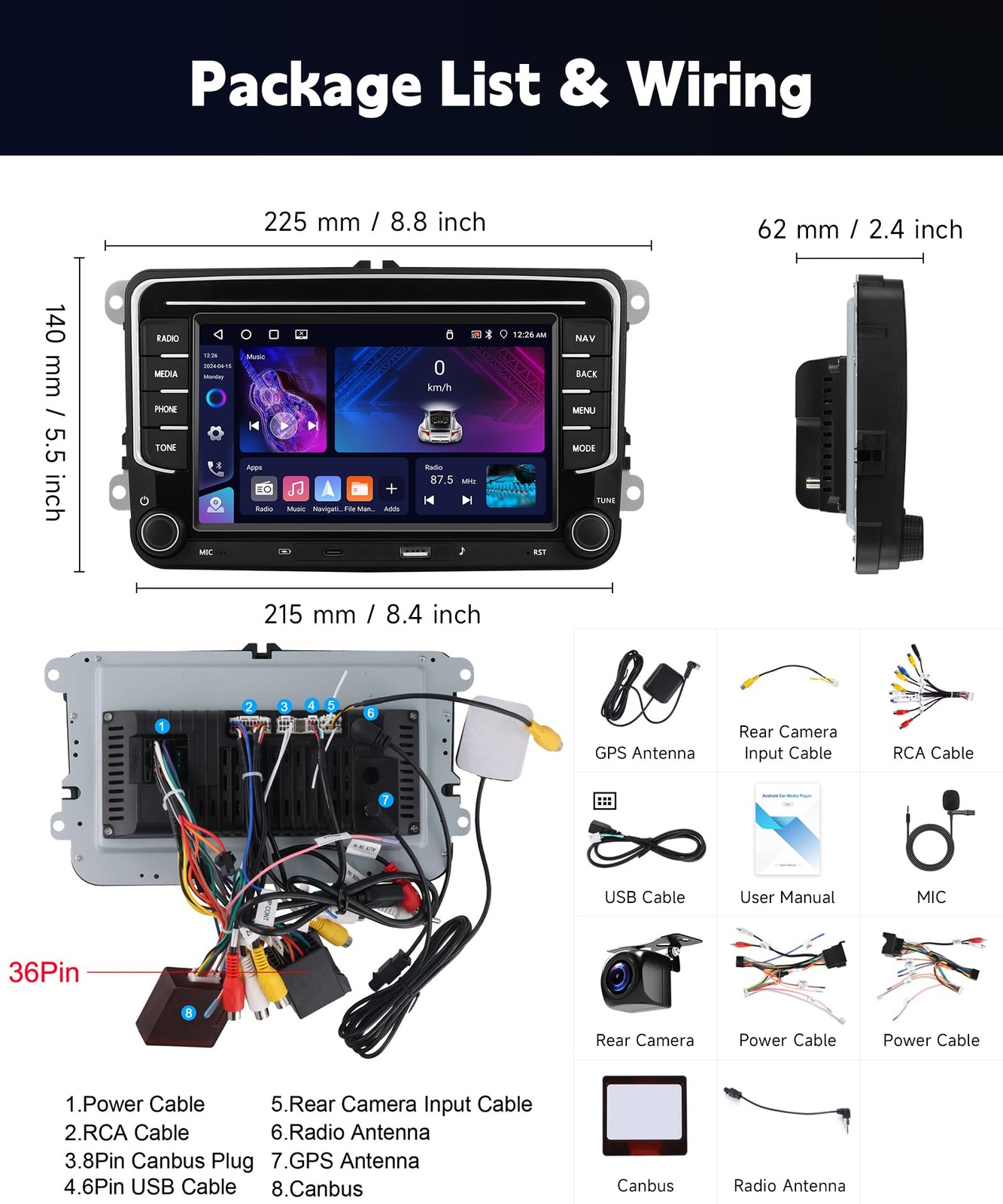 4G+64G Car Stereo for VW Passat Jetta MK5 MK6 Tiguan Golf Polo Seat Wireless …
