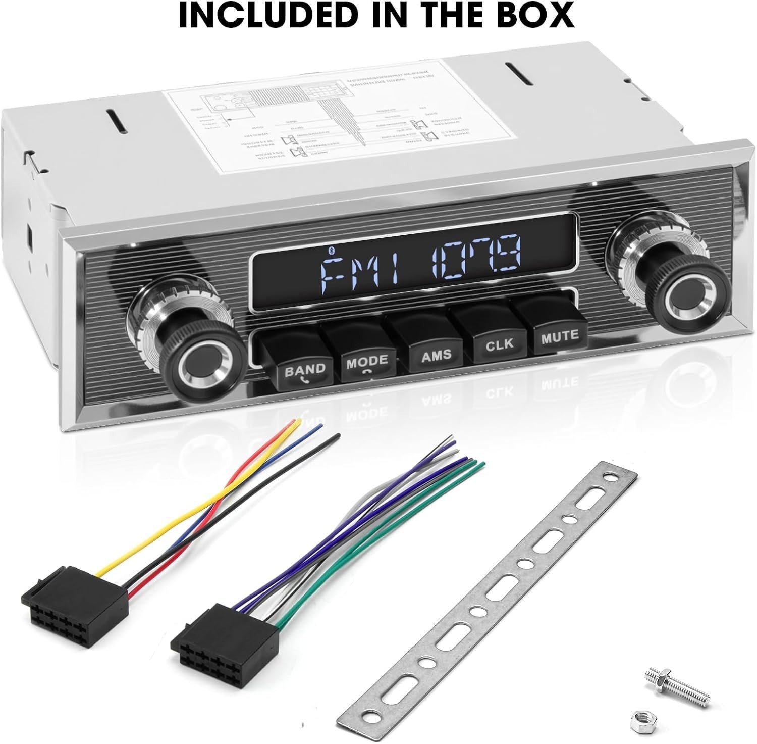 Retro Vintage Radio for Classic Vehicle – Single Din Bluetooth Car Stereo with A