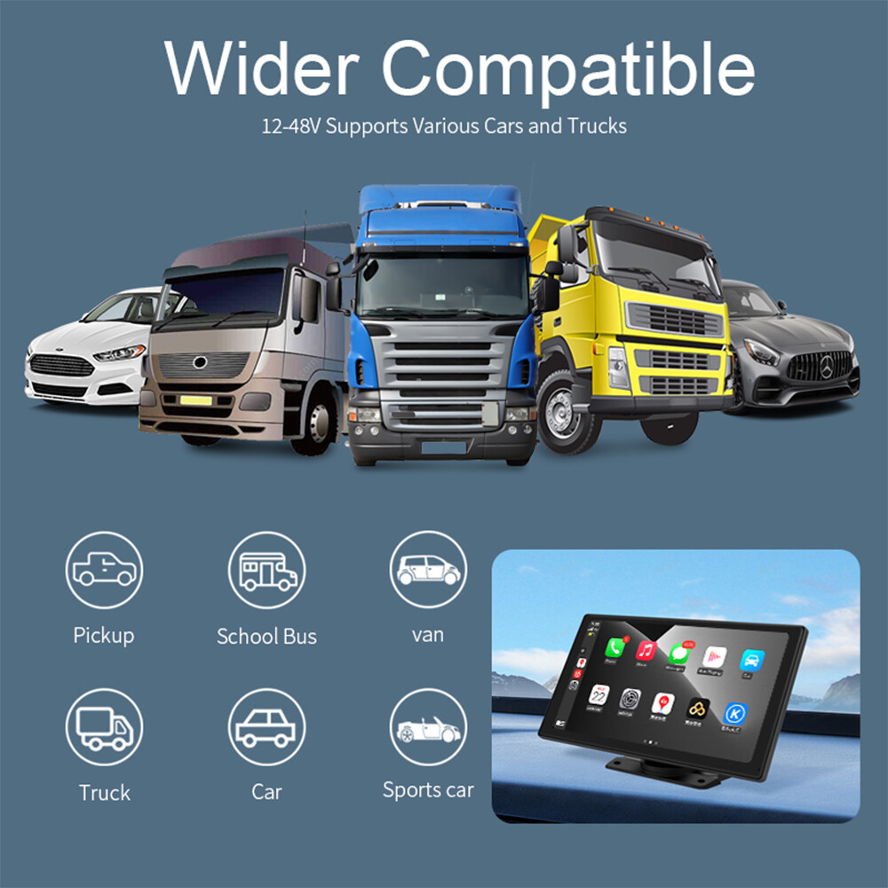 Portable Car Stereo 9″ Toouch screen Bluetooth GPS Wireless Carplay Android auto