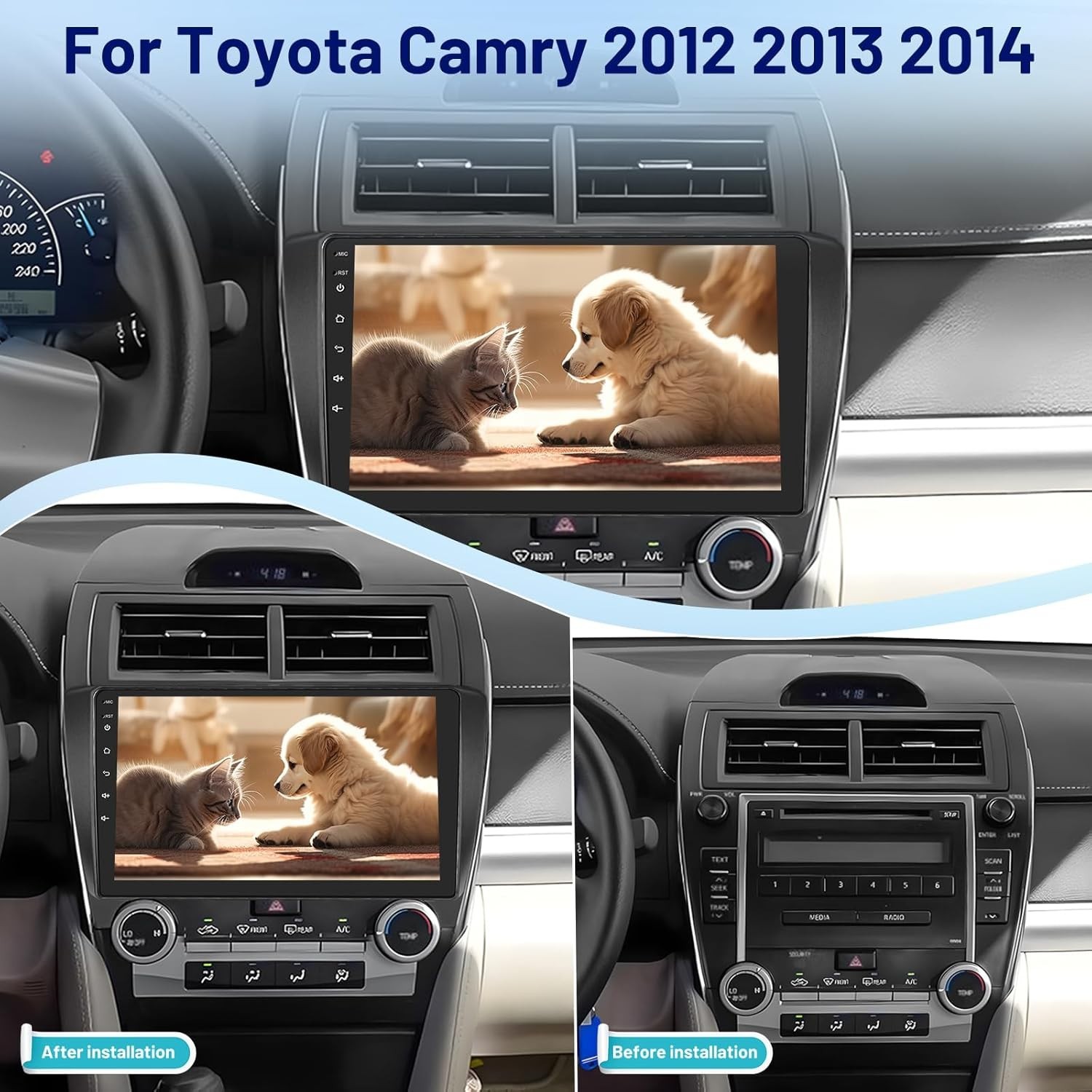 10.1″ 64G Android Auto Carplay Stereo for Toyota Camry 2012-2014; Non-JBL