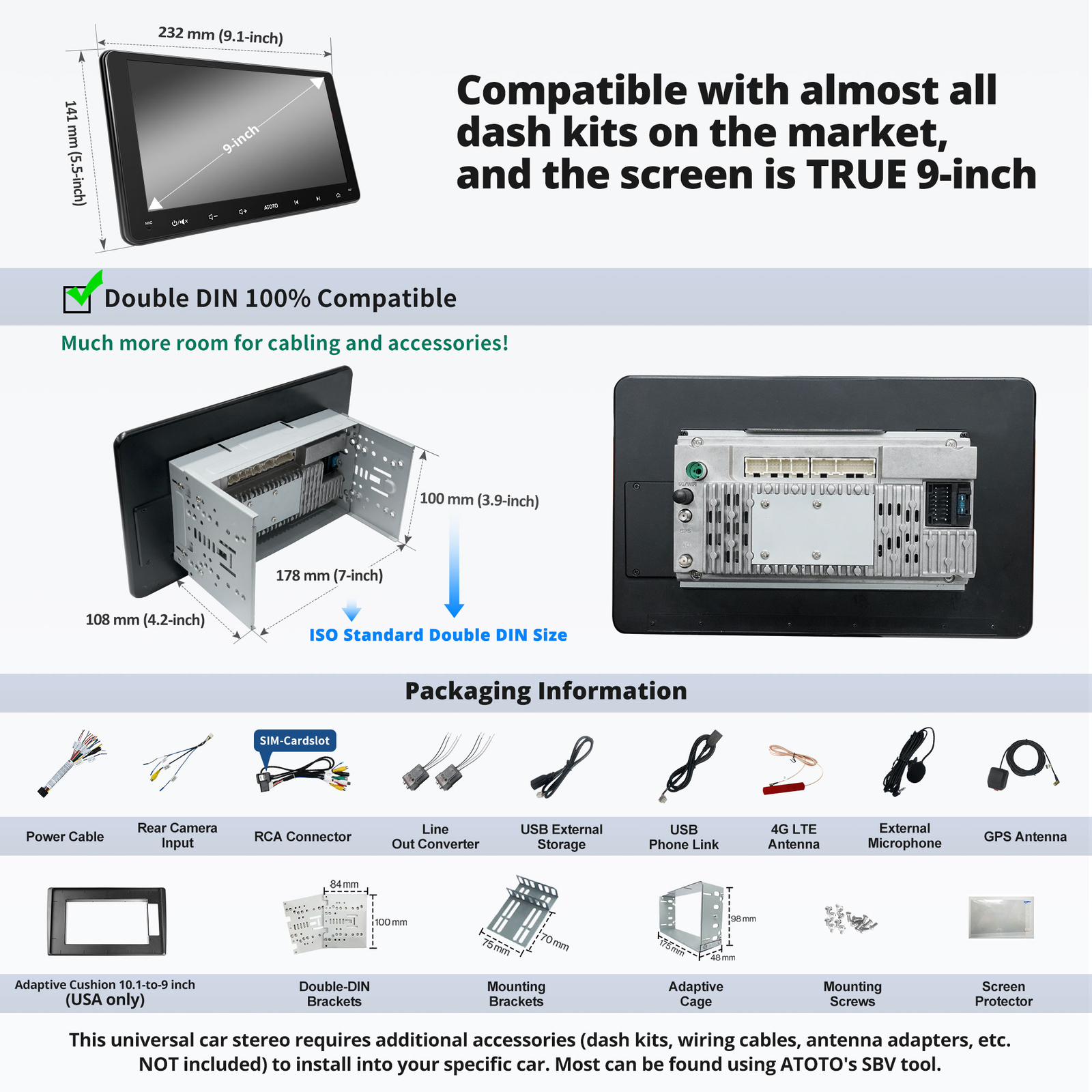 ATOTO A6PL 9 inch Android Car Stereo Radio Double DIN Audio Multimedia Receiver