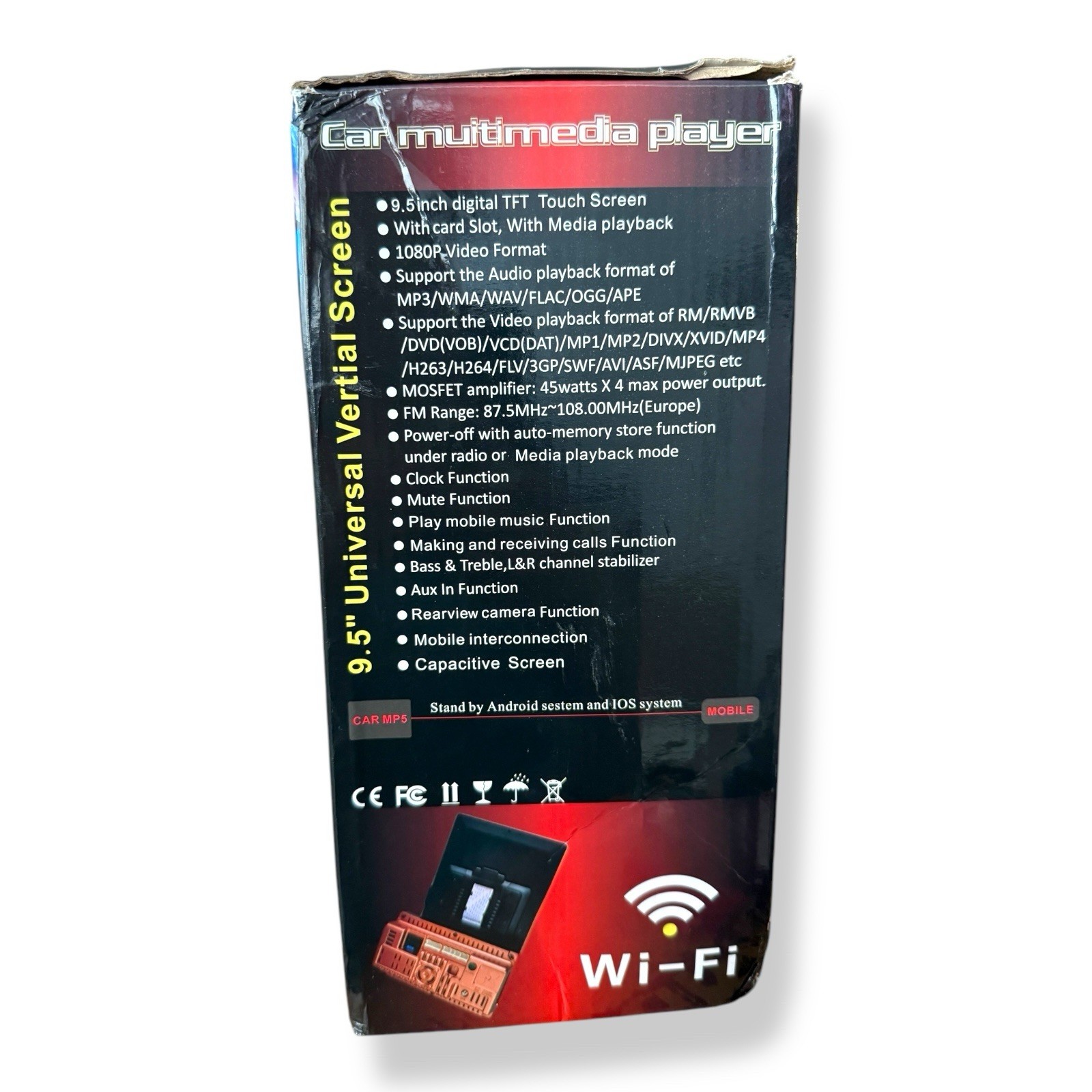 Car Multimedia Player 9.5 Vertical Screen Universal Model 9520A