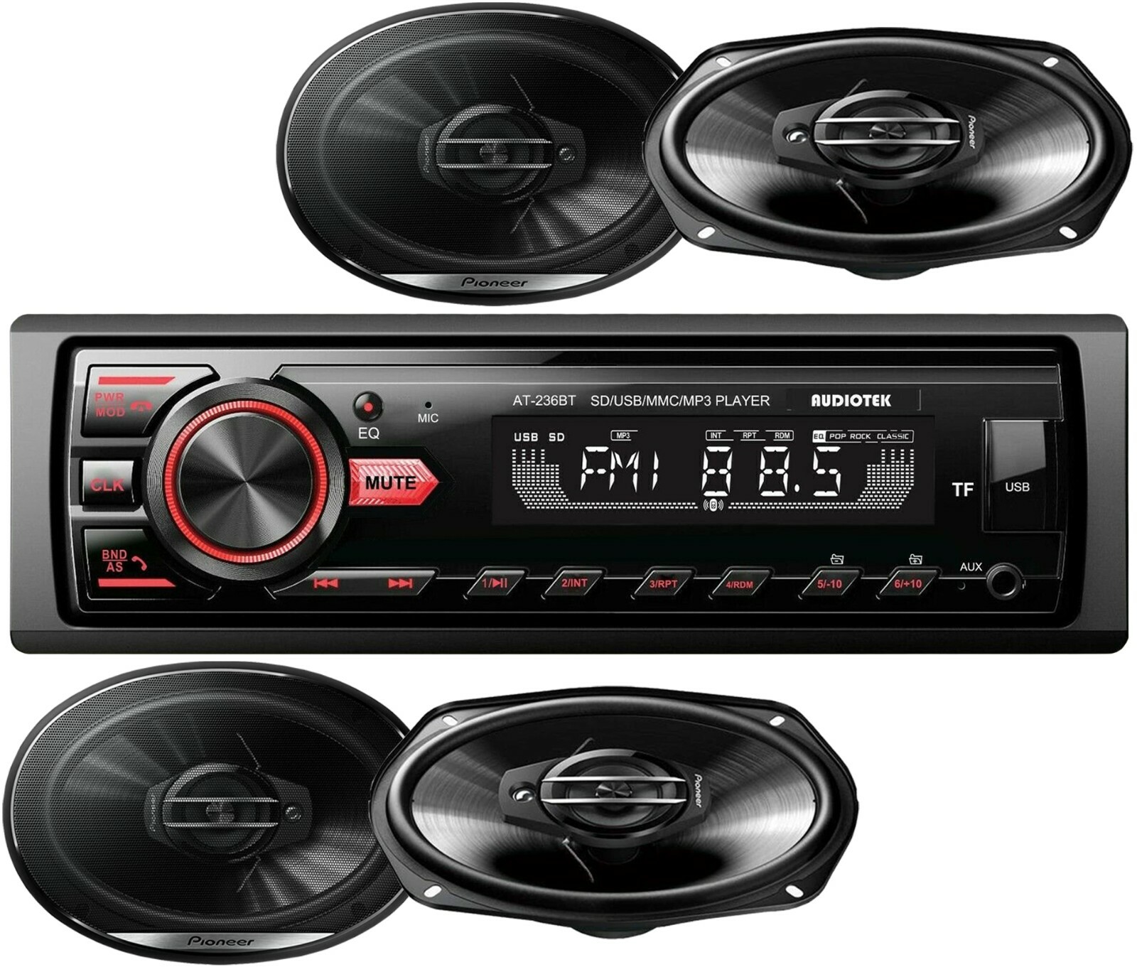 4x Pioneer 6×9″ Speakers + Audiotek Car Audio Stereo Bluetooth FM USB Receiver