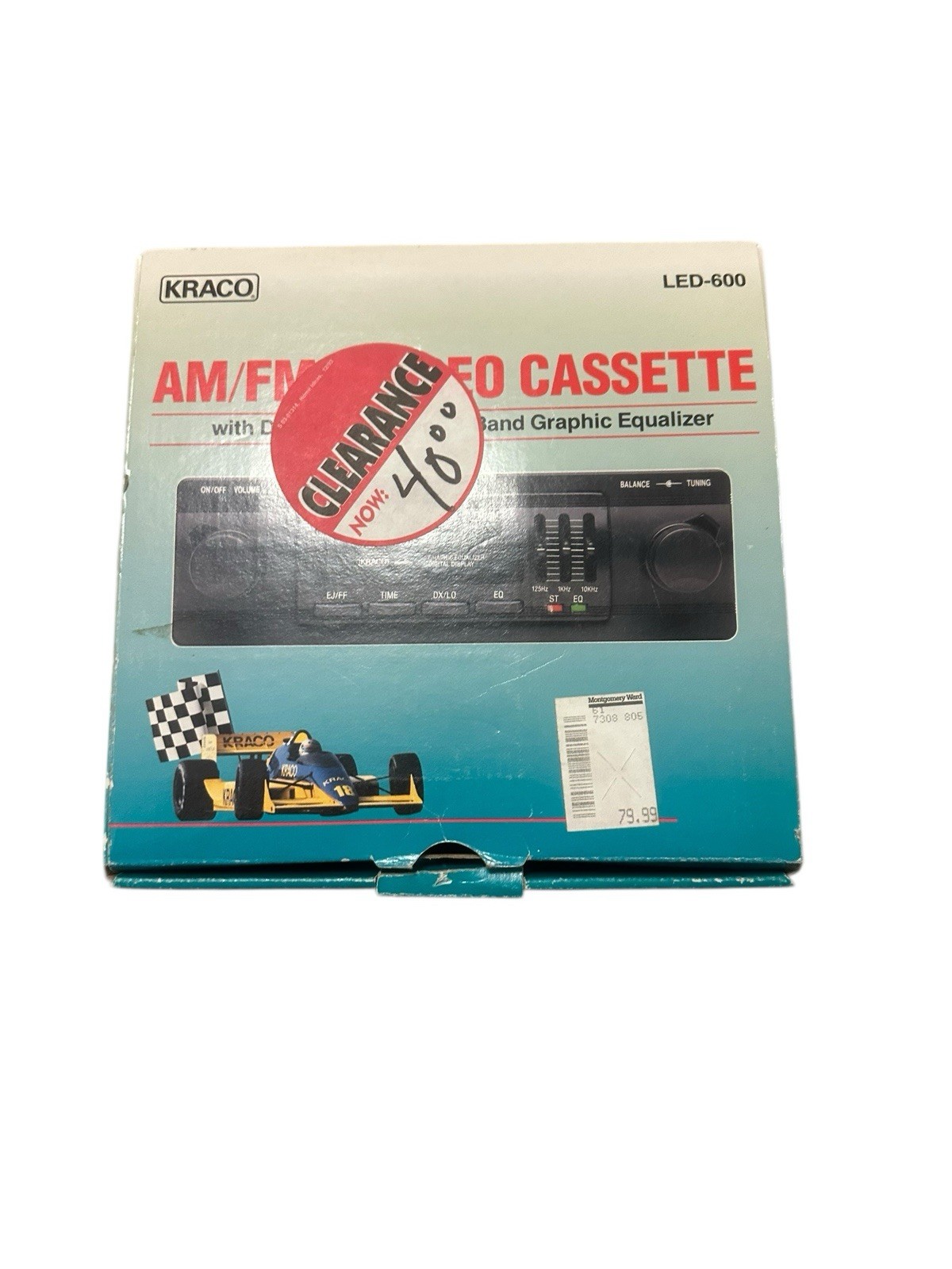 KRACO LED-600 AM/FM Car Stereo Cassette Player w/ Graphic Equalizer NOS
