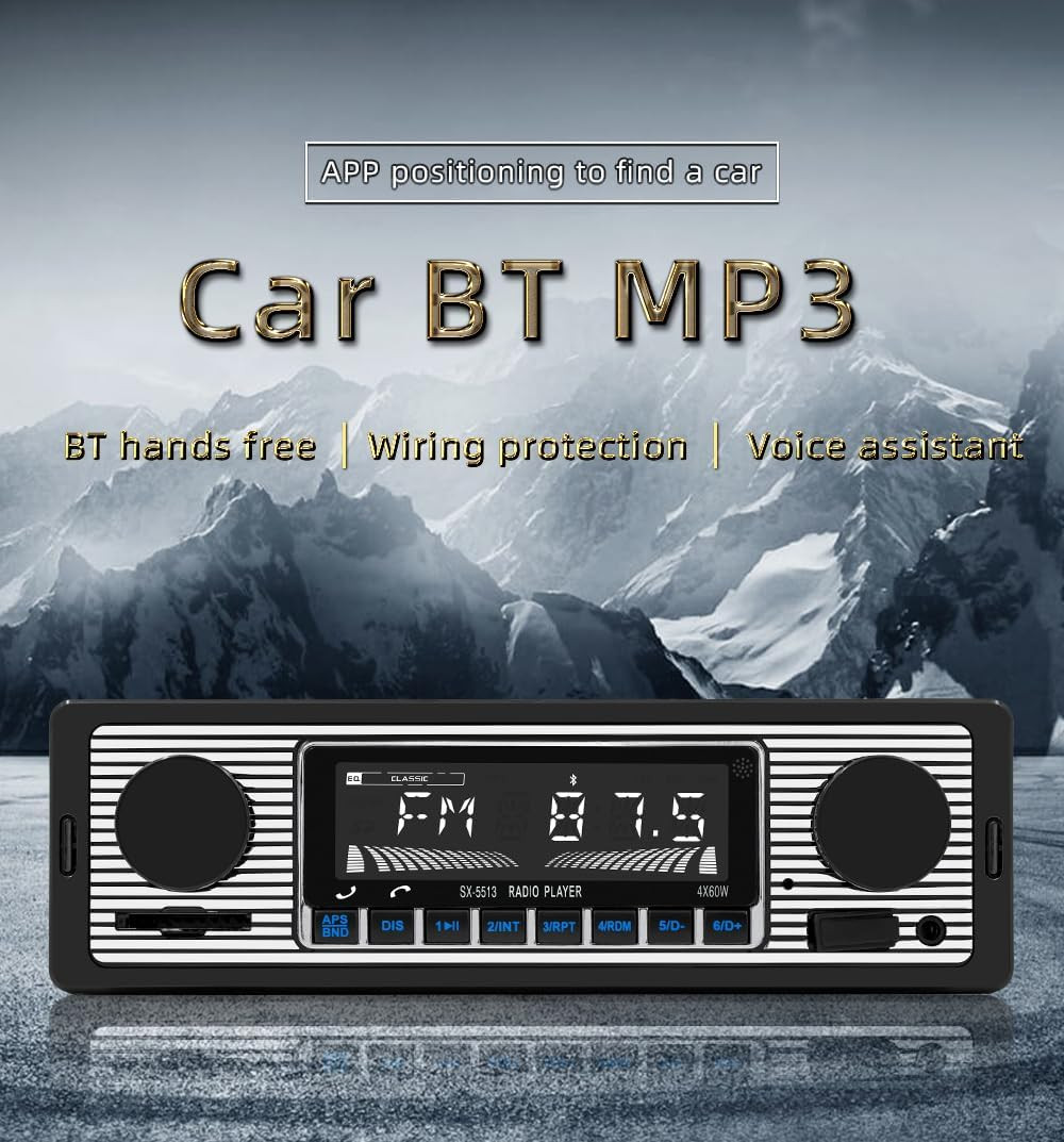 Classic Single Din Car Radio with Bluetooth Bt,Car Stereo FM Radio,Hands Free Ca