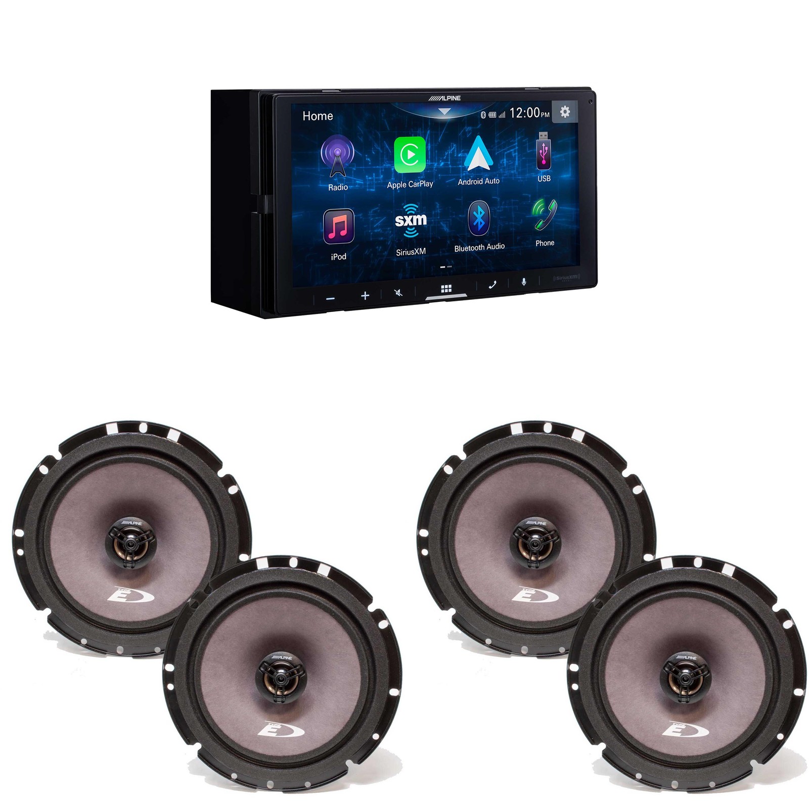 Alpine iLX-W670 Digital Multimedia Receiver w/ 2 Pairs Alpine SXE-1726S 6.5″ …