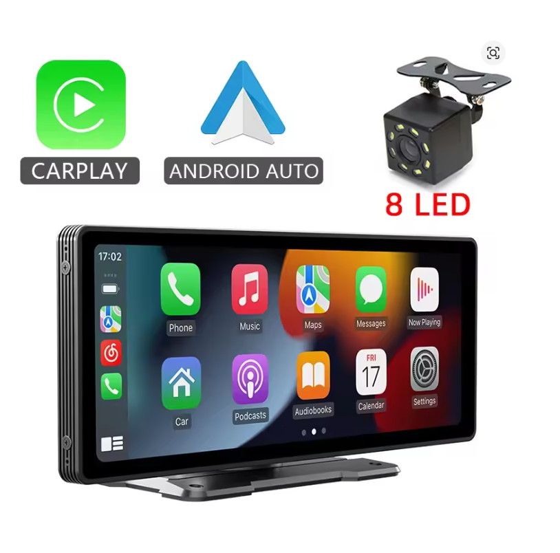 10.26″ Wireless CarPlay Android Auto Car Mirror Screen Multimedia Player USB