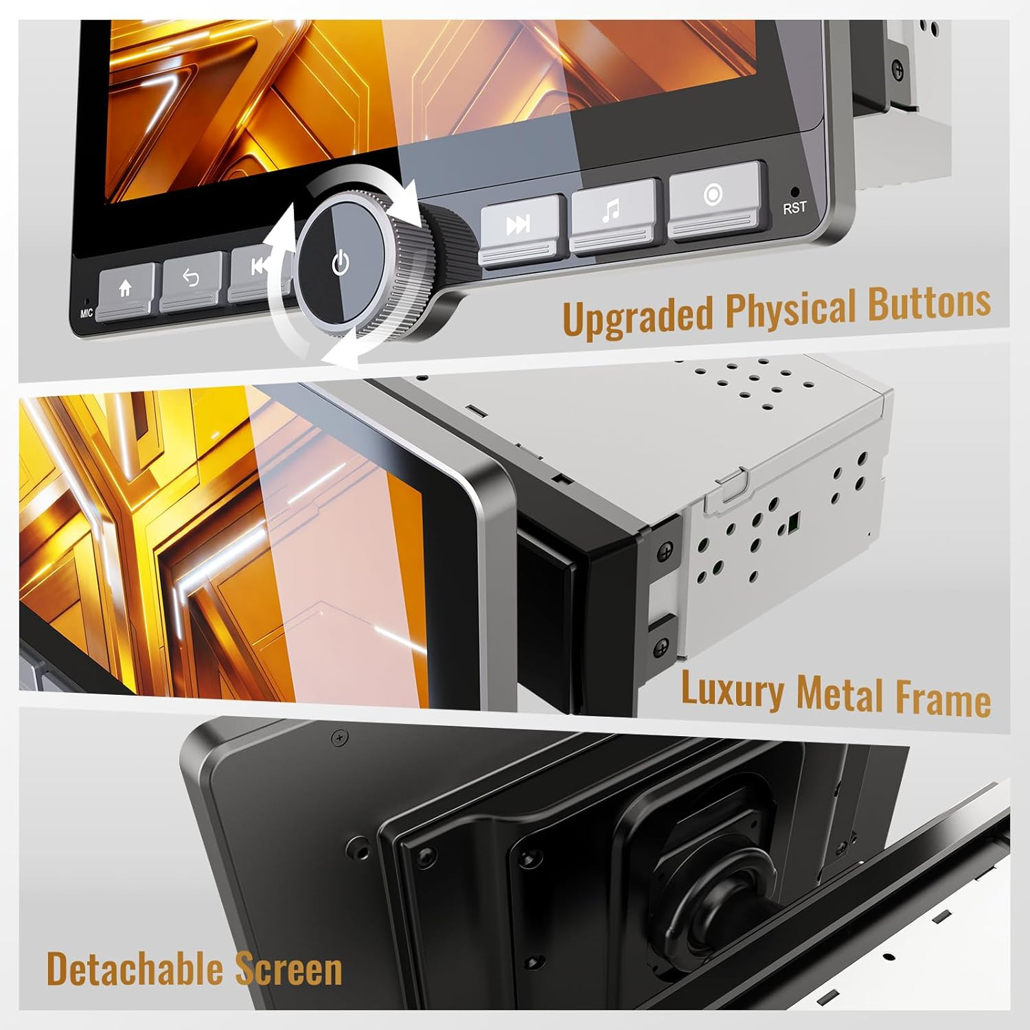 10.1″ Single Din Android Car Stereo with 360° Rotatable Touch Screen – Android 1