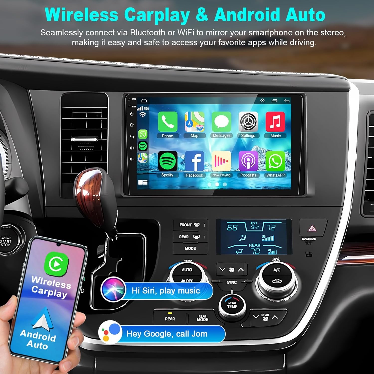 For Toyota SIENNA 2015-2020 Android 13 Car Radio Stereo GPS Navi WIFI BT FM RDS