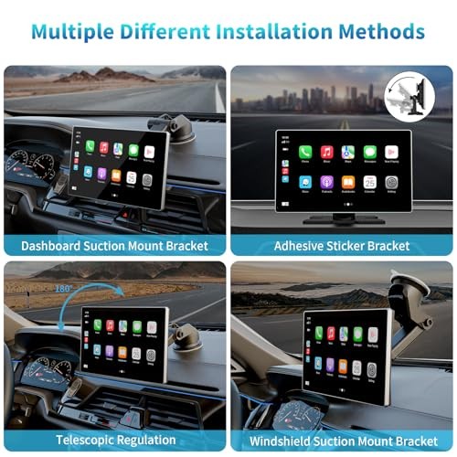 Portable Apple Carplay Screen for Car, 9″ Wireless Apple Carplay & Android