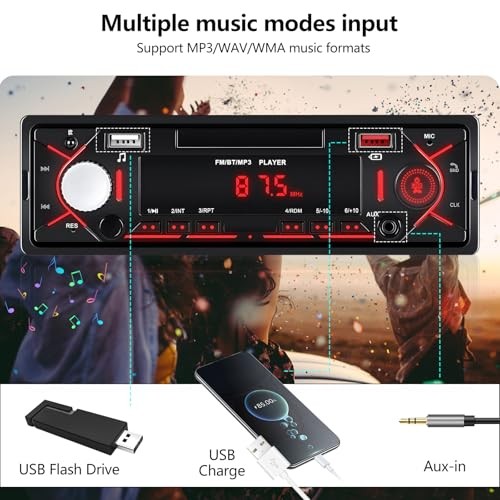 Single Din Car Stereo Bluetooth Multimedia Car Audio Receivers with Digital