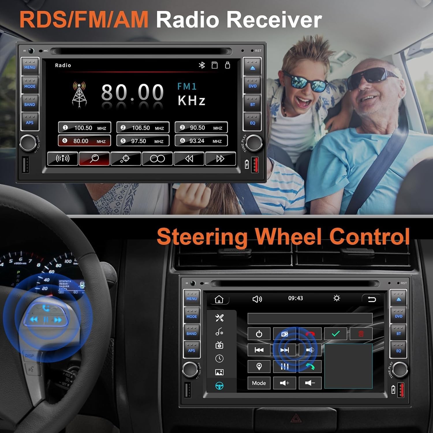 Double Din Car Stereo Radio with CD/DVD Player, Voice Control Carplay and And…