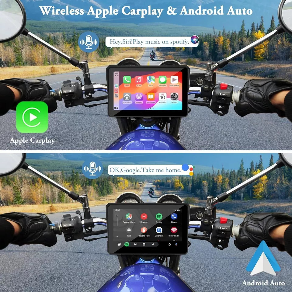 WHIXO W702 Moto Carplay Android Auto Waterproof Touchscreen Dual Bluetooth