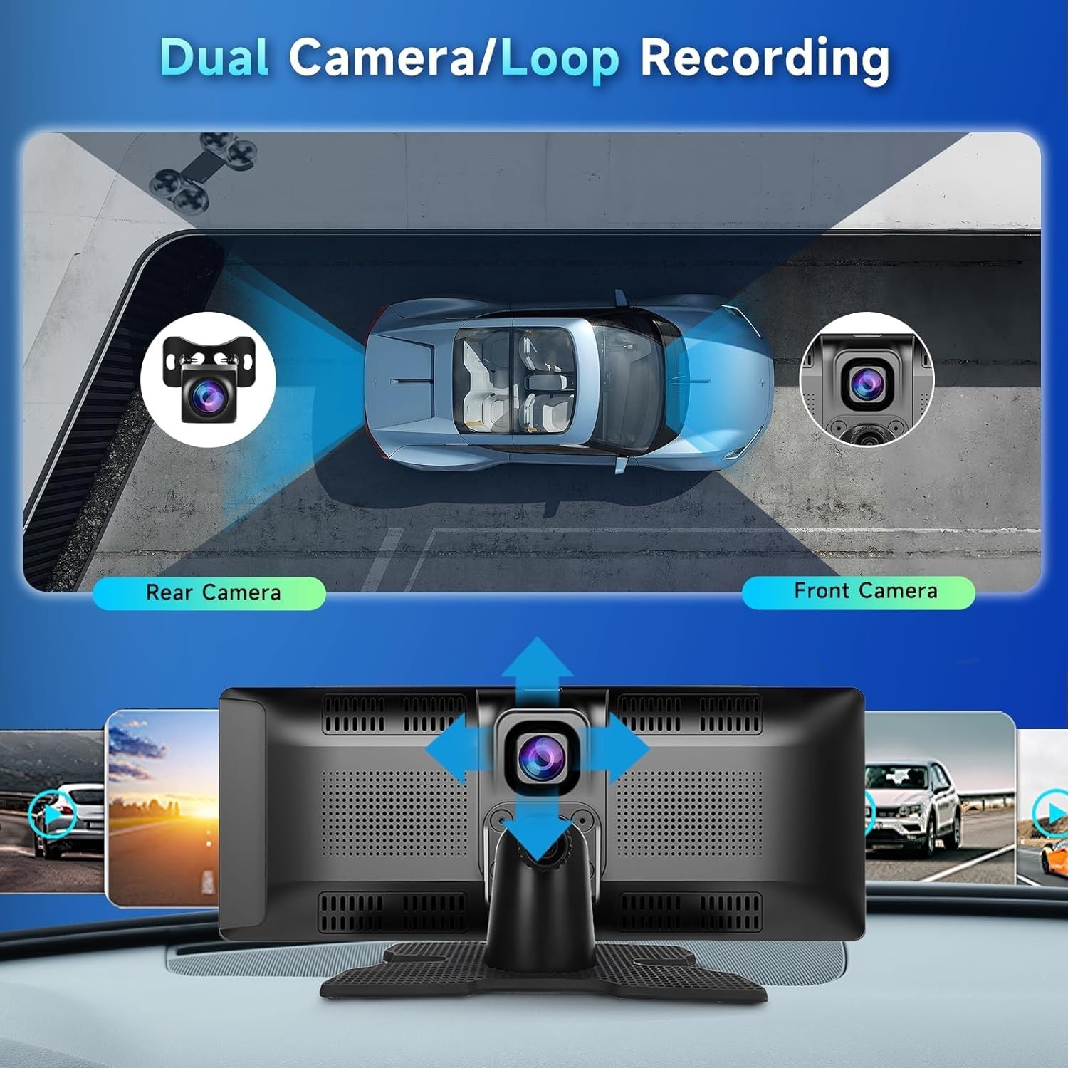 Touchscreen Car Radio, Bluetooth FM Transmitter, 2.5K Camera