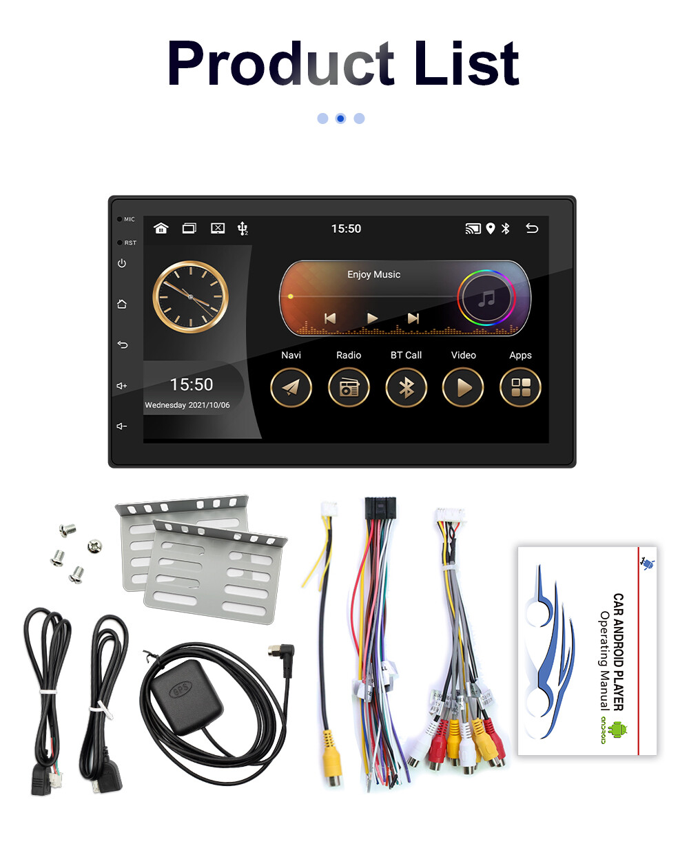 7″ Android Car Radio 1+16GB Double Din Touch Screen GPS Wireless CarPlay WiFi/BT