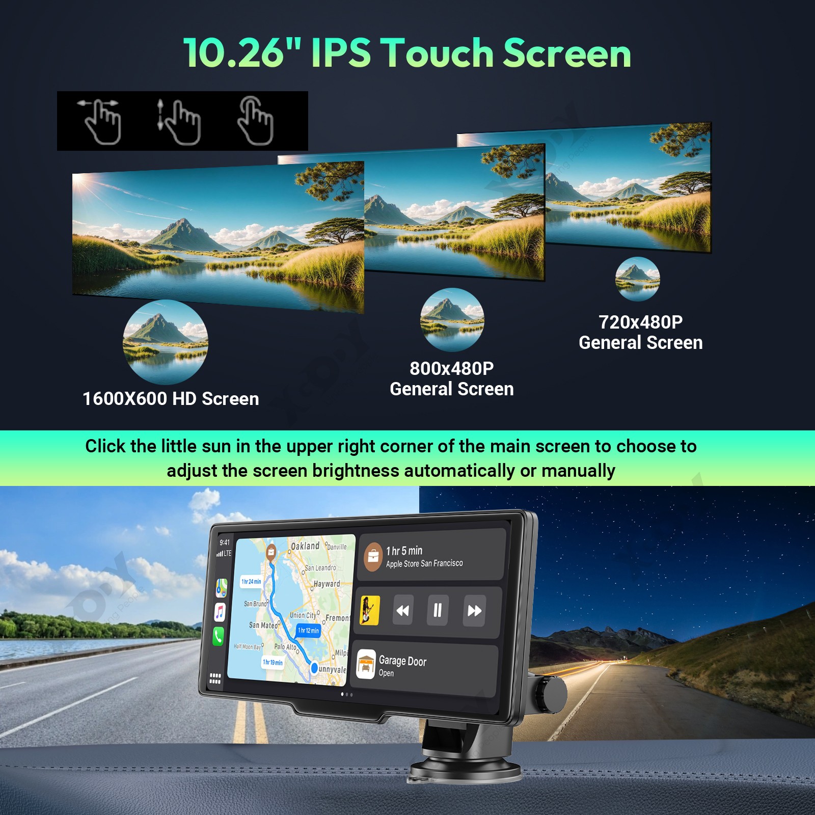 XGODY 10.26″ Touch Screen 4K Dash Cam Apple CarPlay Android Auto Car Radio BT FM