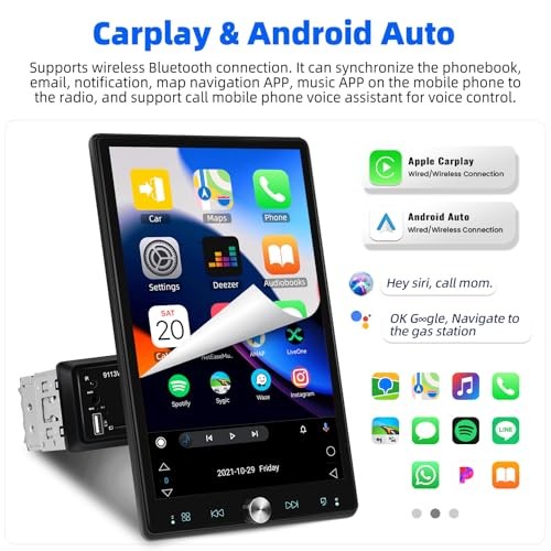 Single Din Car Stereo 10.4 inch Touch Screen 180°Rotate Vertical Screen