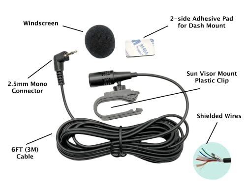 2.5mm Microphone Mic Handsfree Dash Car Stereo Receiver Compatible for Black