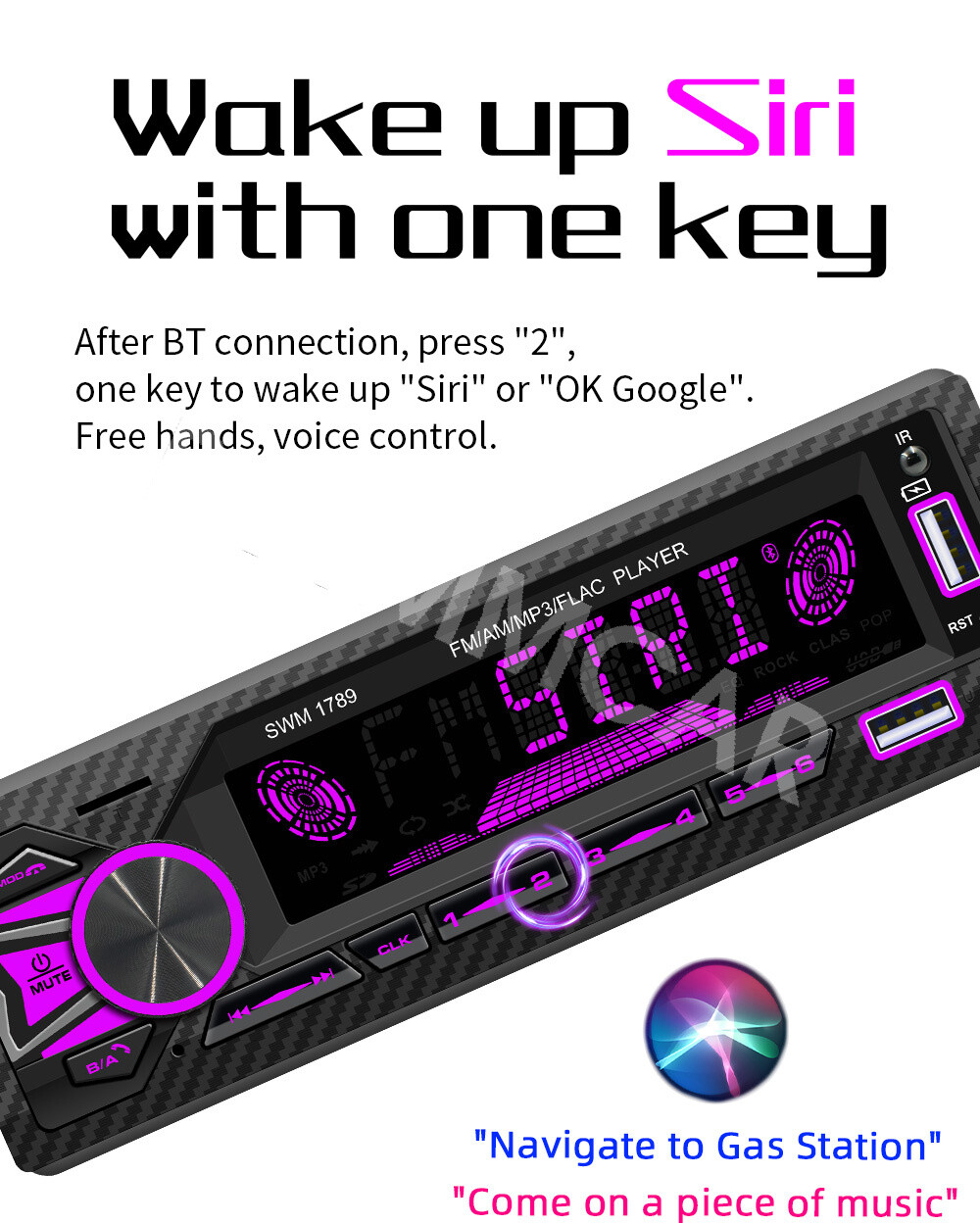 Radio Car Stereo 1 Din Bluetooth MP3 Player FM Receiver AUX USB TF BT Head Unit