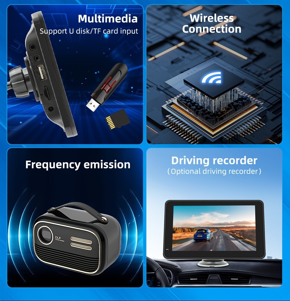 Universal 7-inch touch screen car stereo wireless portable Android iOS wireless