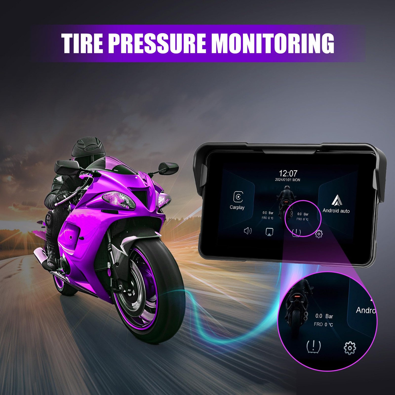 5 Inch Motorcycle Carplay Screen with Wireless Carplay Android Auto for Car, …