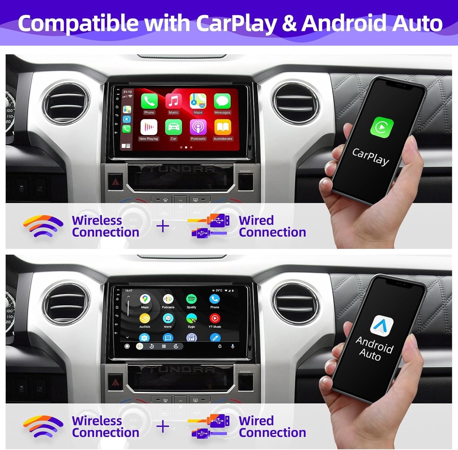 9″ 8Core 32G Android Auto Carplay Stereo for Toyota Tundra 2014-2021