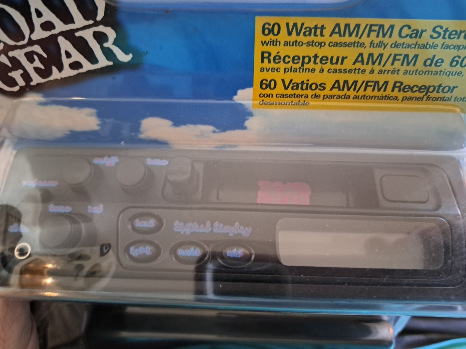 NOS Road Gear AM FM Cassette Car Stereo Radio 60 Watt 1998 In Dash Unit