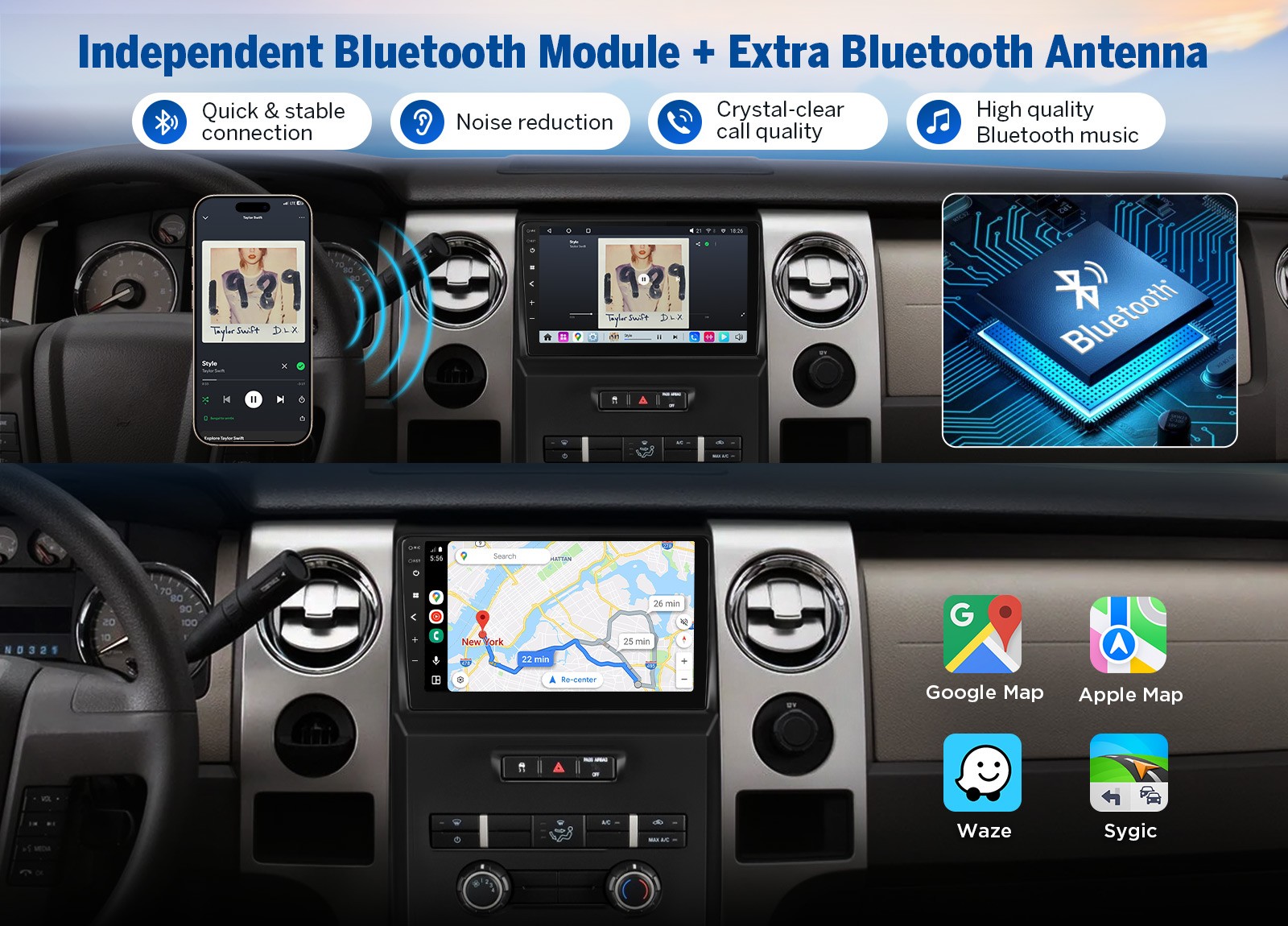 Eonon FDF1X7S For Ford F-150 2009-2014 9″ QLED Android Car Stereo CarPlay 6+64GB