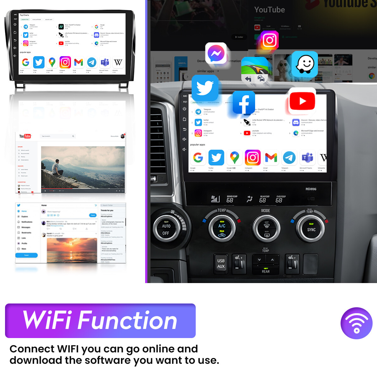Car Radio MP5 Stereo Apple Carplay For Toyota Tundra Sequoia Navi Backup Camera