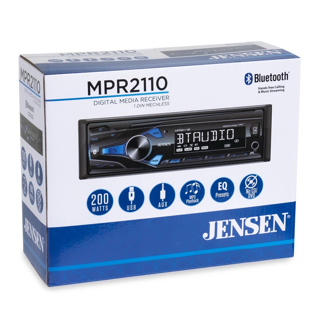 Jensen MPR2110 1-DIN Car In-Dash Mechless MP3 Bluetooth Digital Media Receiver