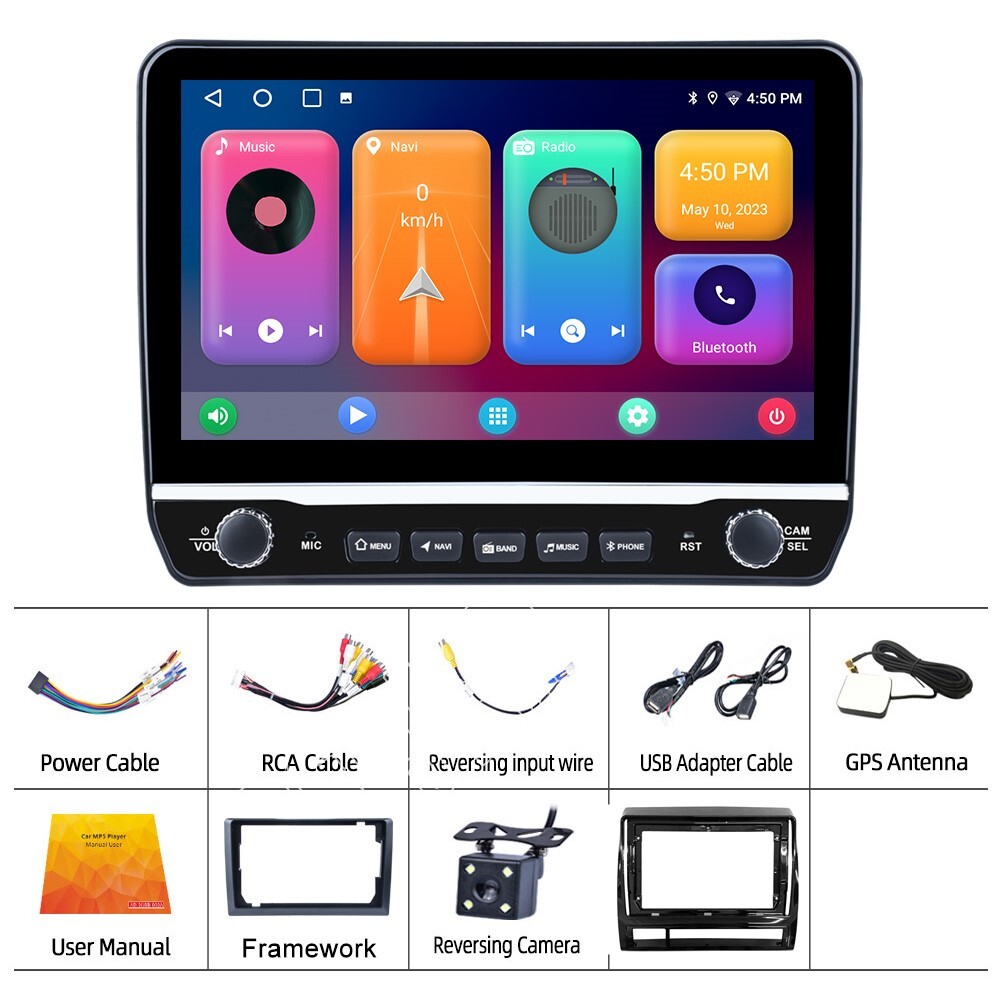 10.1” Car Radio Stereo For Toyota Tacoma 2005-2013 GPS Carplay Android 13+Cam