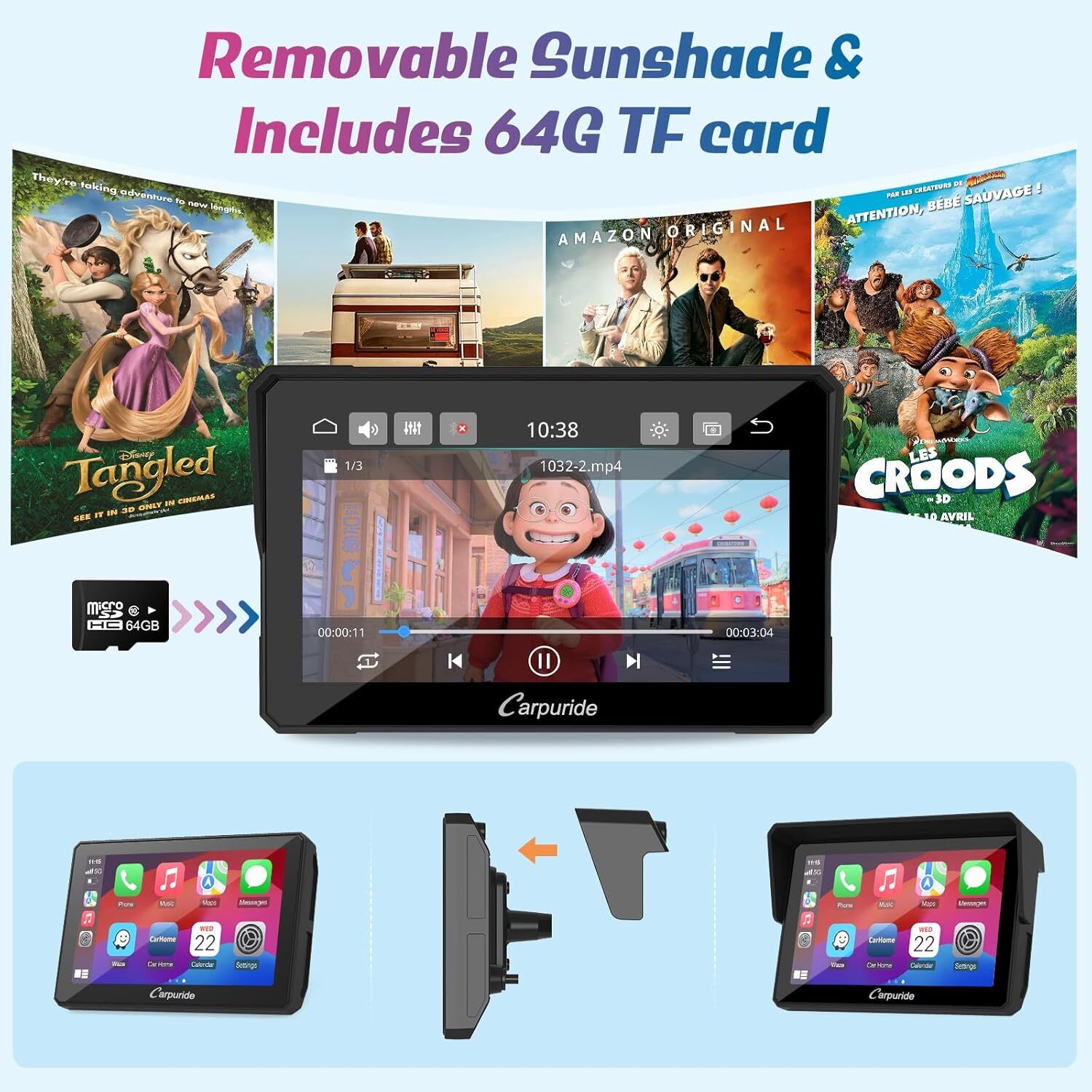 Carpuride W502B BMW Moto Wireless Carplay Dual Bluetooth Android Auto Waterproof
