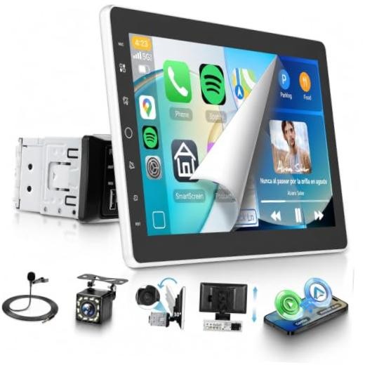 2026 Upgrade 10.1’’ IPS Rotatable Car Stereo, Single Din Touchscreen Radio