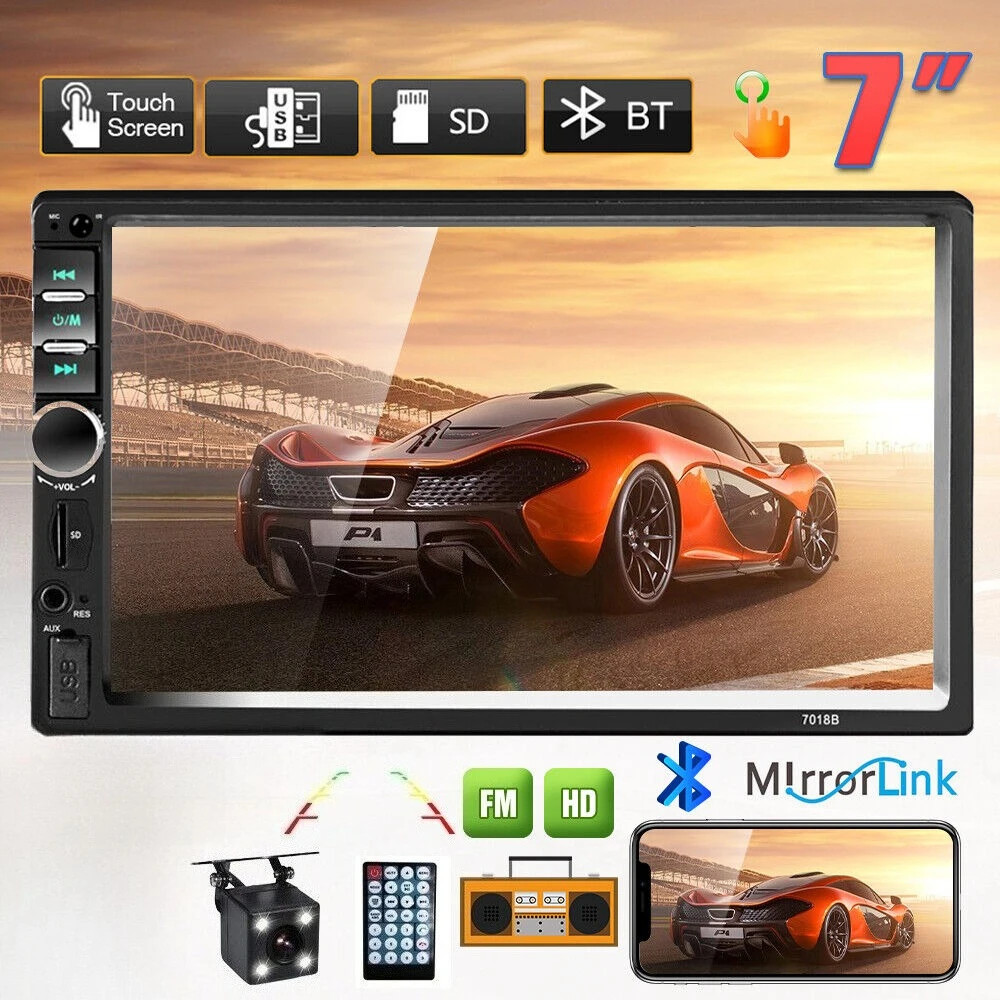 7″ Double 2 DIN Car MP5 Player Bluetooth Touch Screen Stereo Radio With Camera~