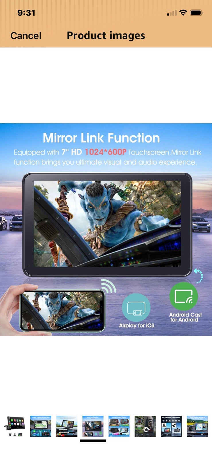8” Wireless Portable CarPlay & Android Auto Screen with Backup Camera NEW!!!