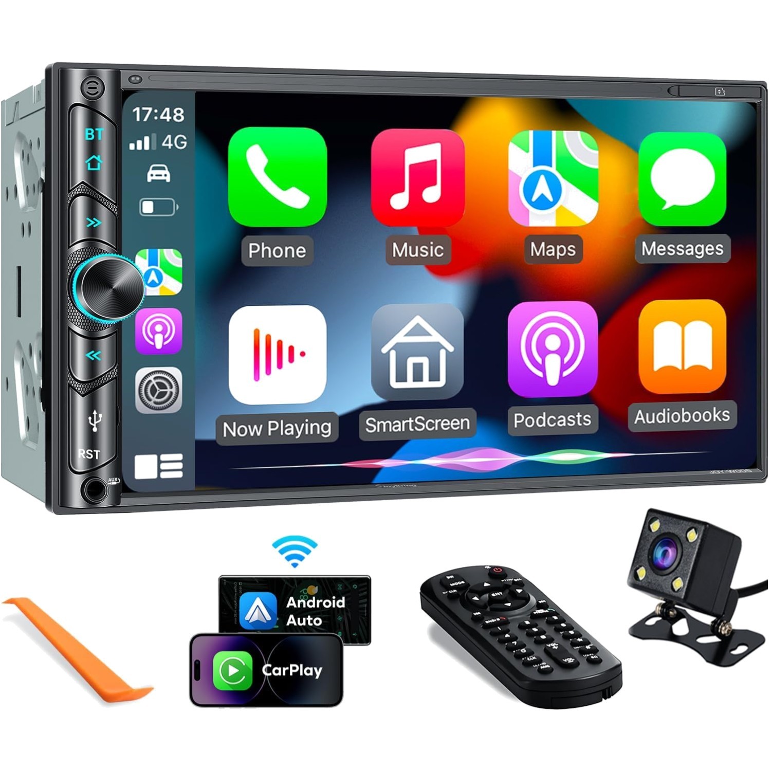 7-Inch Touchscreen Car Stereo with Wireless Carplay, Android Auto & EQ Settings