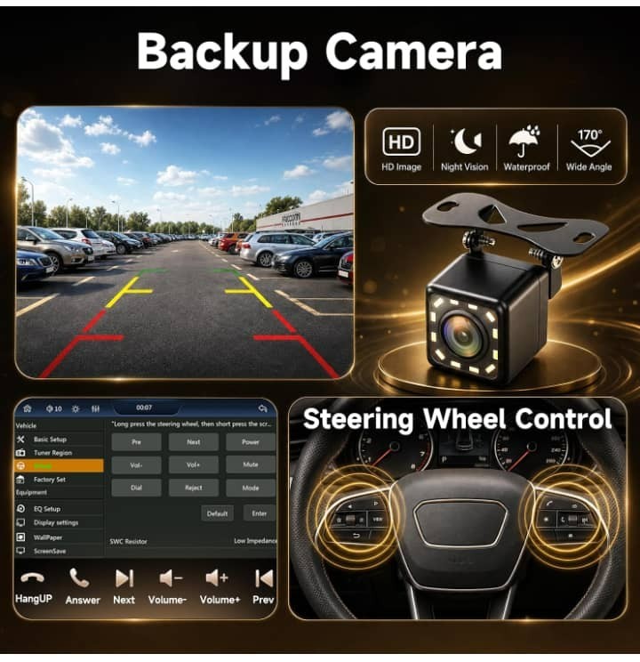 9 Inch Single Din Car Stereo with Wireless Carplay Android Auto，1 DIN Touchscree