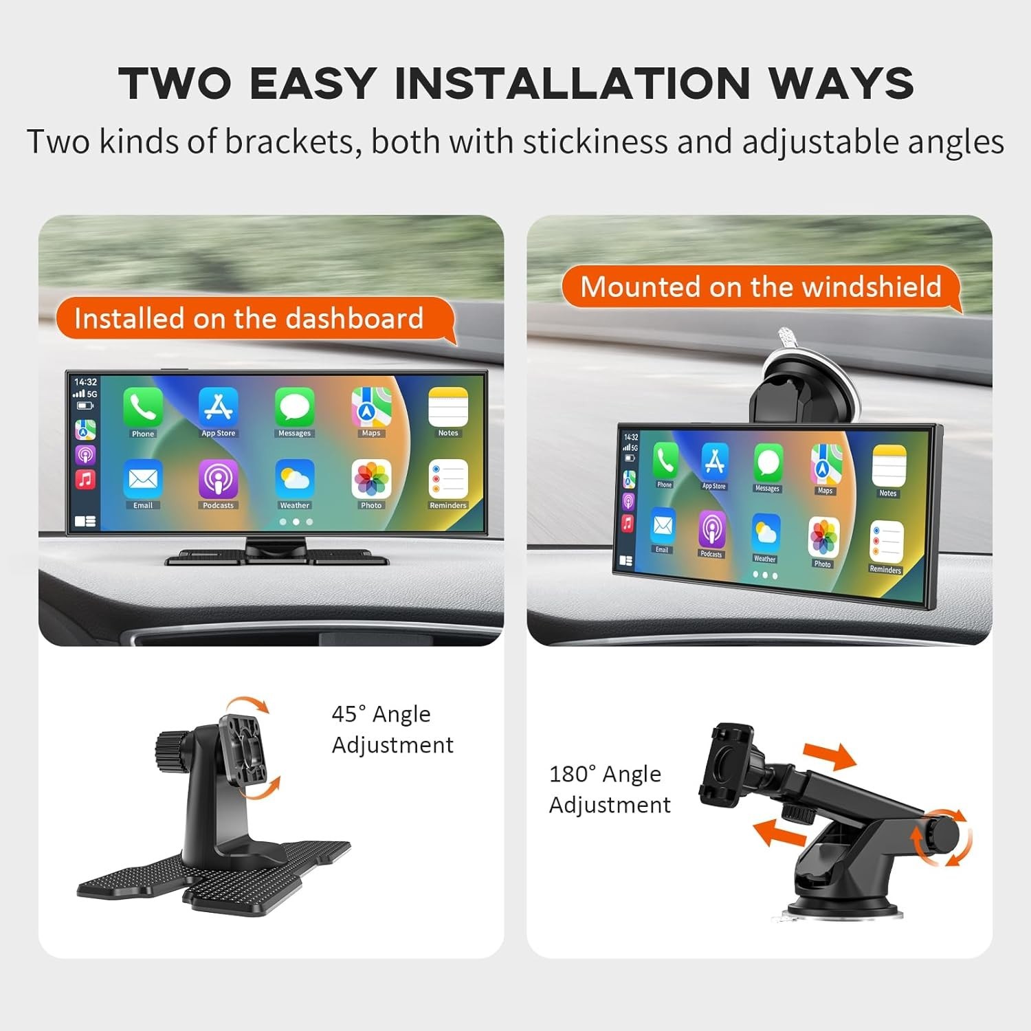 Largest 11.5″ Portable Carplay Screen for Car, 4K Wireless Car Play & Black